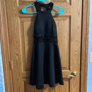 My Michelle Womens Size 3 Halter Cut Out Laced Waist Black Dress